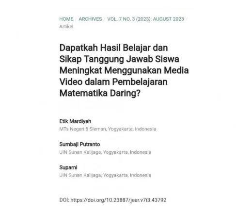 Artikel Guru MTsN 8 Sleman Terbit di Journal of Education Action Research