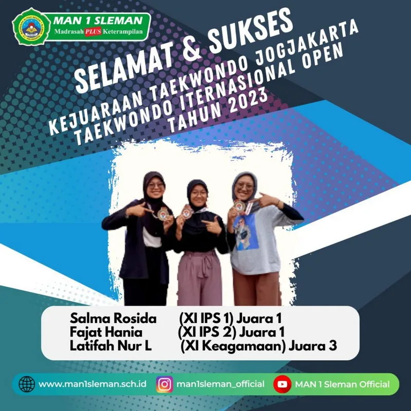 Tiga Siswa MAN 1 Sleman Boyong Medali Kejuaraan Taekwondo