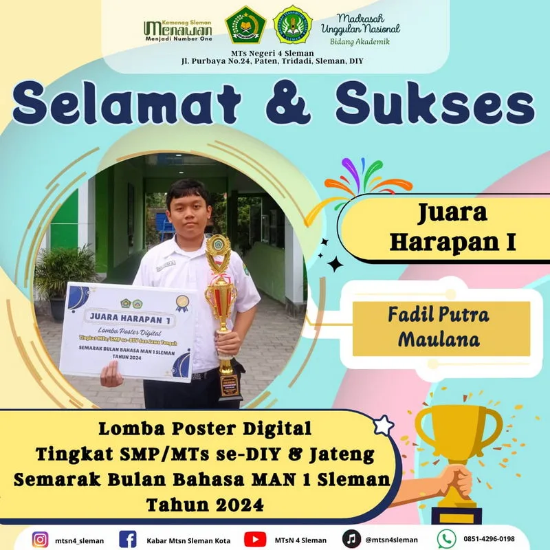 MTsN 4 Sleman Raih Juara Harapan 1 Lomba Poster Digital