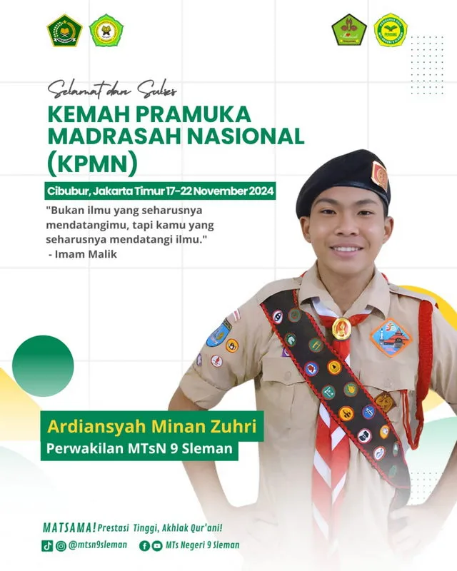 MTs Negeri 9 Sleman Delegasikan Siswa untuk Mengikuti KPMN 2024 di Cibubur