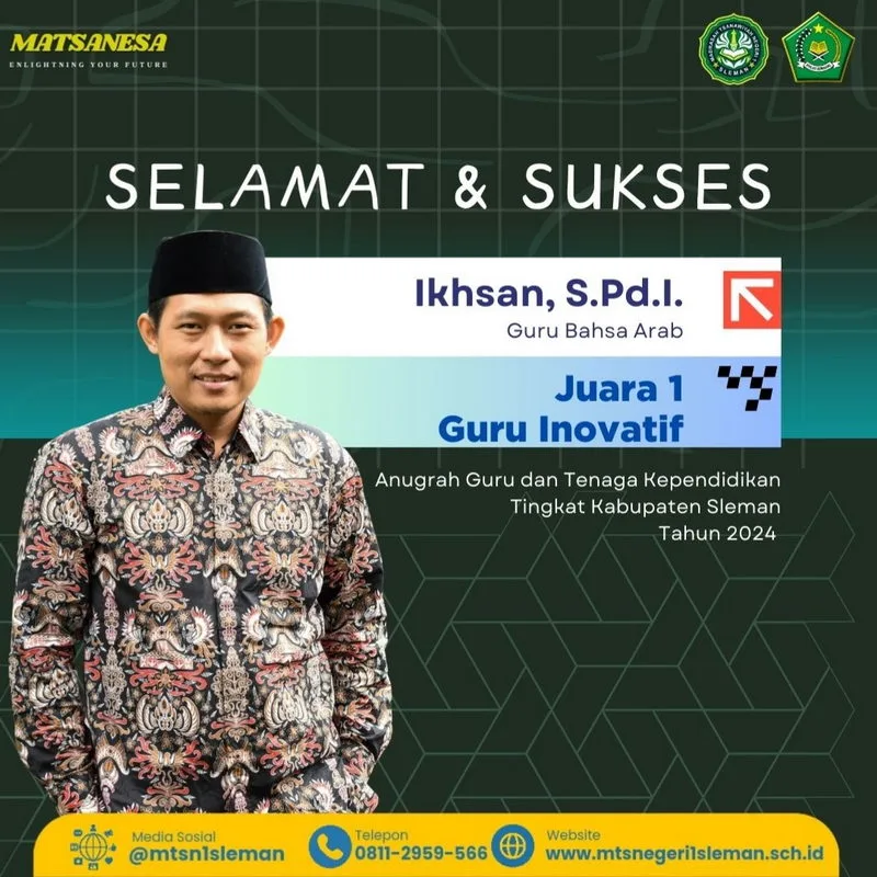 MTsN 1 Sleman Bangga, Ikhsan Juara 1 Guru Inovatif Kabupaten Sleman