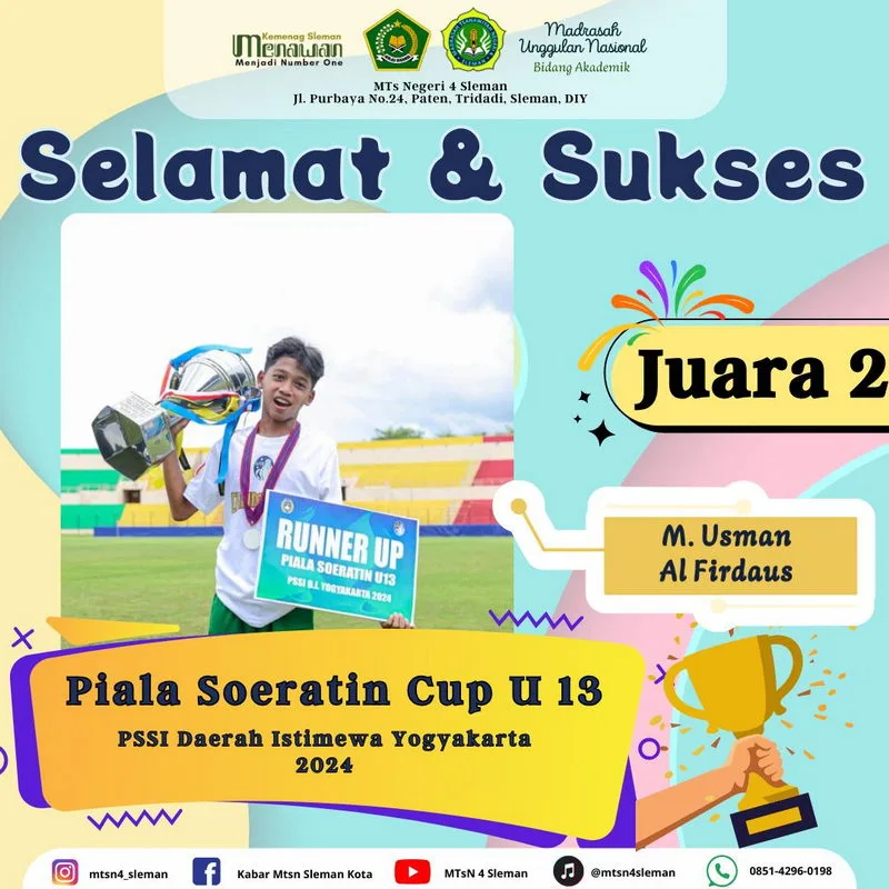 Bintang Muda MTsN 4 Sleman Berkilau di Piala Soeratin Cup U-13