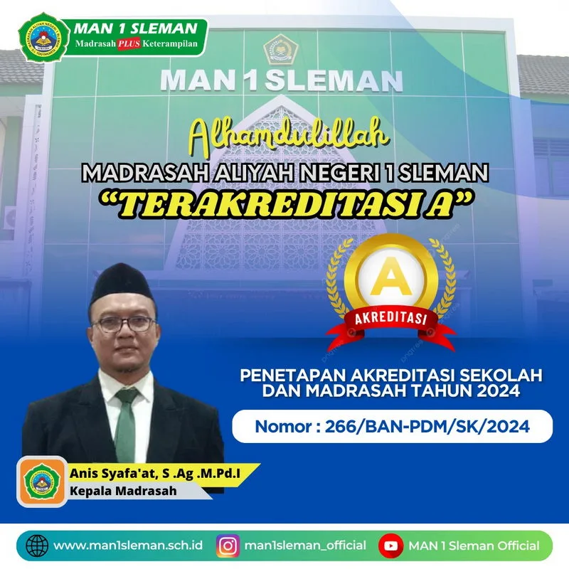 MAN 1 Sleman Raih Akreditasi A Berdasarkan Keputusan BAN-PDM Tahun 2024