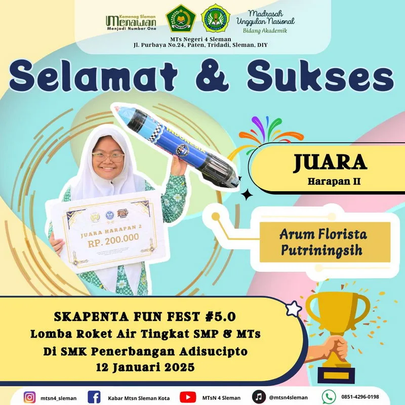Siswa MTsN 4 Sleman Raih Juara Harapan 2 Lomba Roket Air di SKAPENTA FUN FEST #5.0