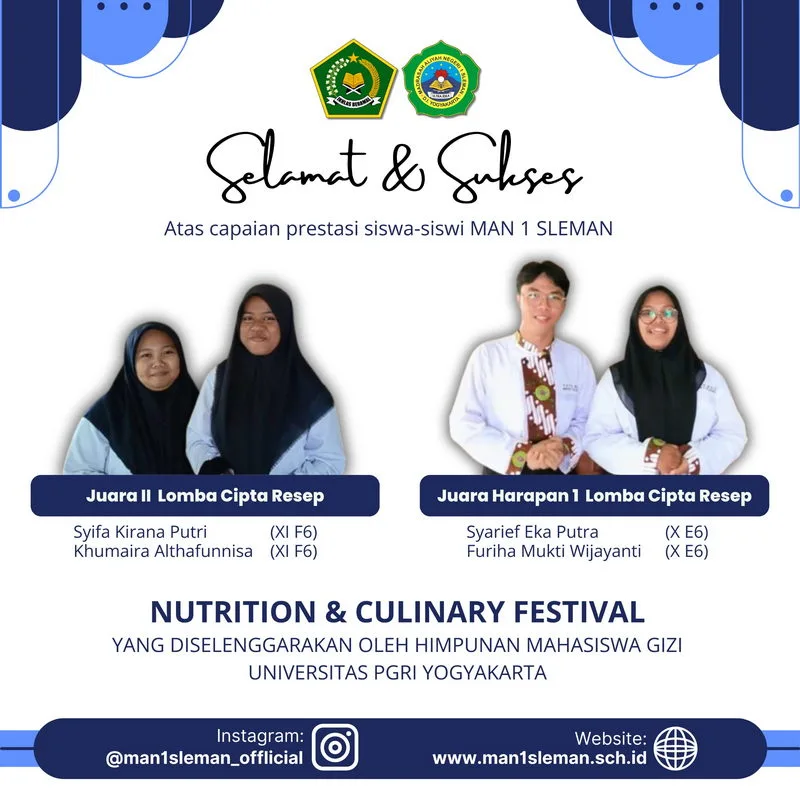 Prestasi Gemilang Siswa MAN 1 Sleman dalam Nutrition and Culinary Festival Tingkat Nasional