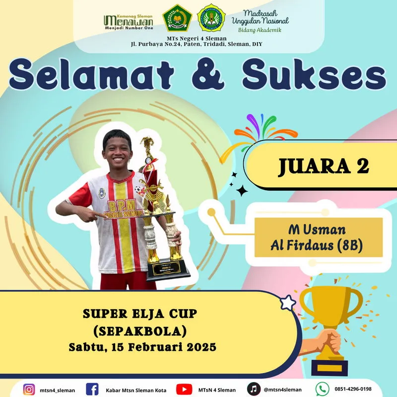 Siswa MTsN 4 Sleman, M. Usman Al Firdaus, Cetak Prestasi di Super Elja Cup