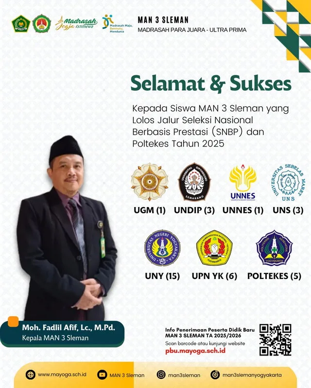 34 Siswa MAN 3 Sleman Lolos SNBP dan Poltekes Tahun 2025