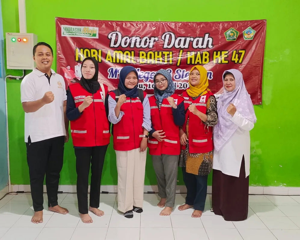 Gandeng PMI Sleman, MTsN 8 Sleman Sukses Selenggarakan Donor Darah HAB Ke-47