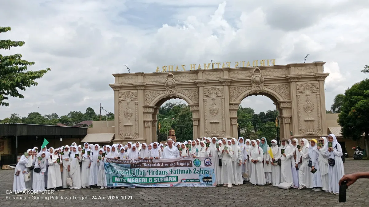 Aksi P5RA Manasik Haji Kelas 8 MTsN 6 Sleman ke Firdaus Fatimah Zahra Semarang
