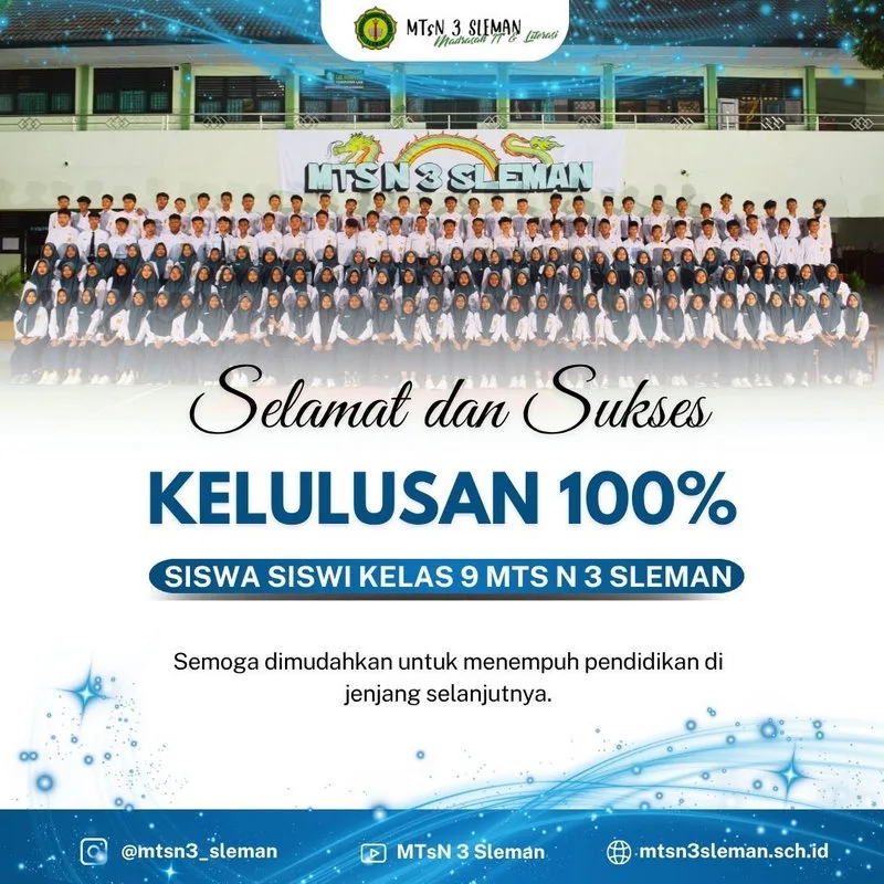 Selamat! Siswa Kelas IX MTs Negeri 3 Sleman Dinyatakan Lulus 100%