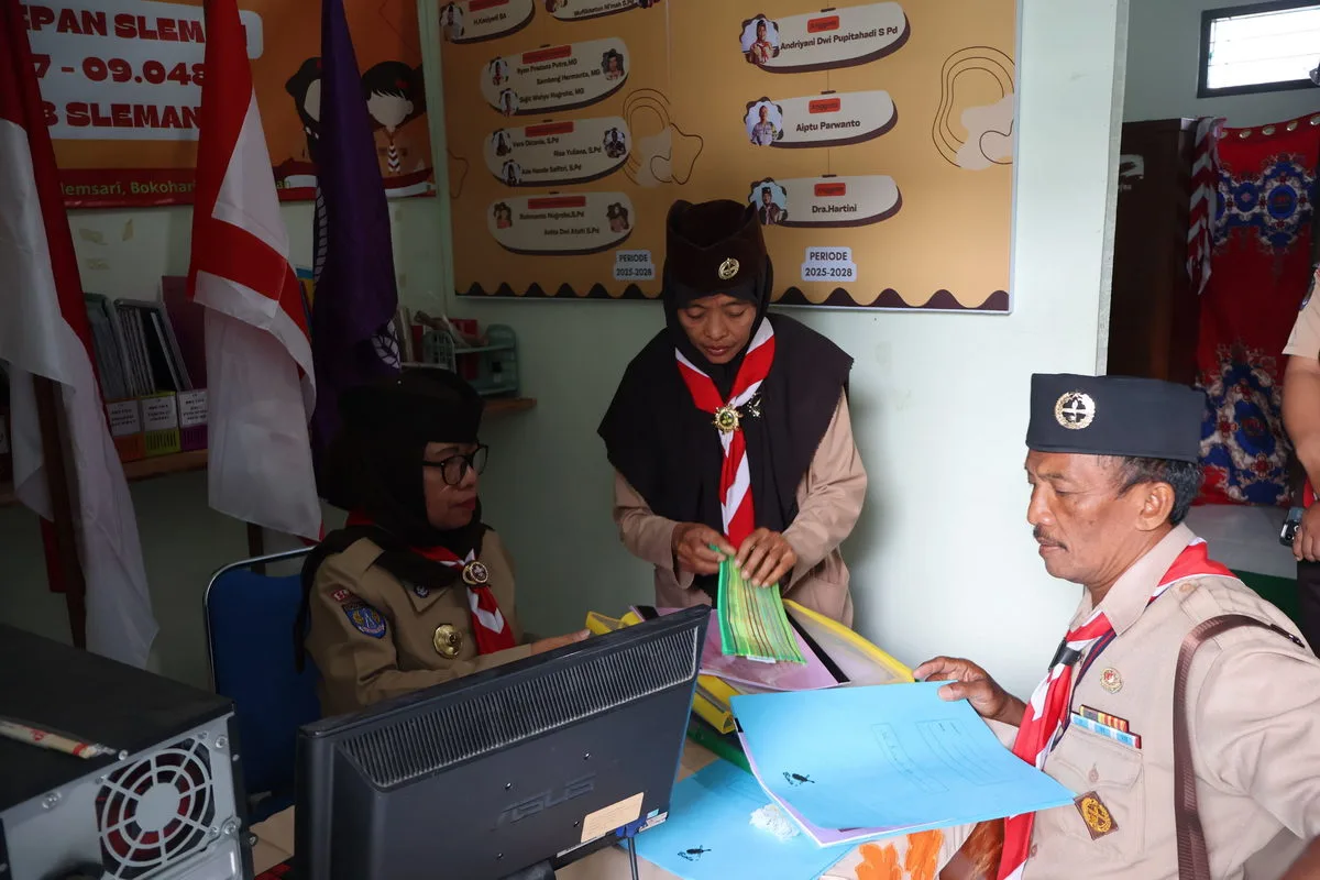 Tim Juri Lomba Gugus Depan Berprestasi Kwarcab Sleman Kunjungi Sanggar MTsN 8 Sleman