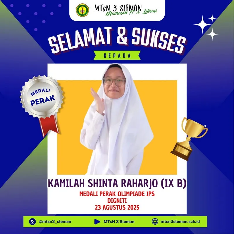 Siswa MTs N 3 Sleman Raih Satu Medali Perak, di Olimpiade Digniti