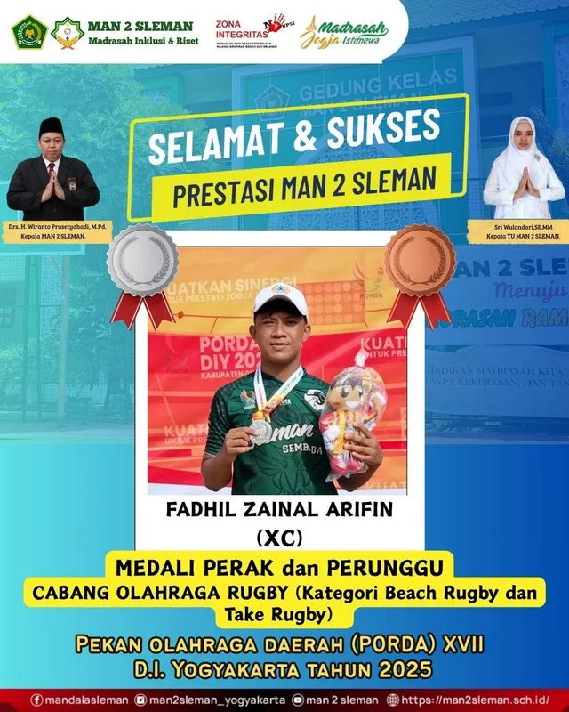 Atlet Rugby MAN 2 Sleman  Ukir Prestasi Ajang Porda DIY 2025
