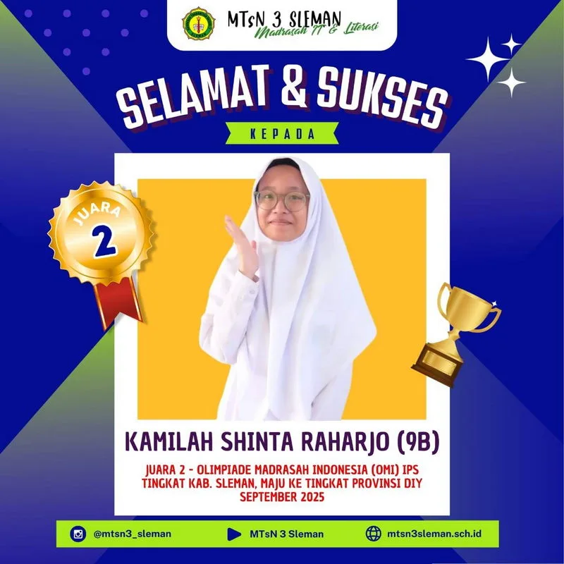 Kamilah Shinta Raharjo Melenggang ke OMI Sains IPS Tingkat Provinsi