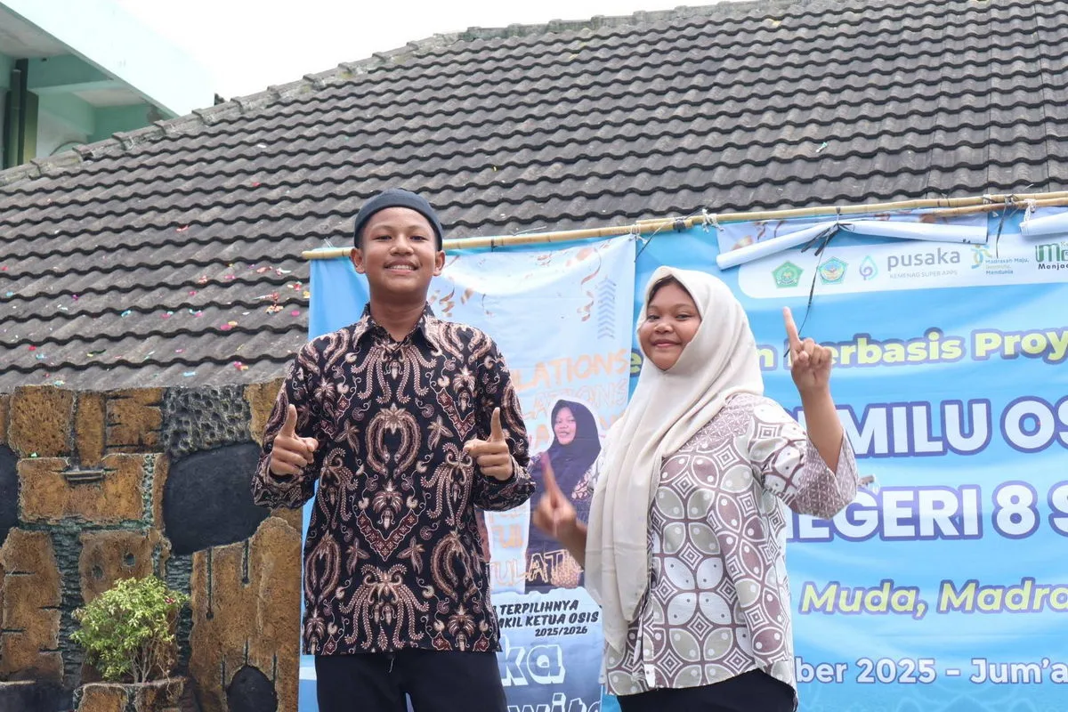 Yuswita dan Rabka Terpilih sebagai Ketua dan Wakil OSIS MTsN 8 Sleman 2025/2026