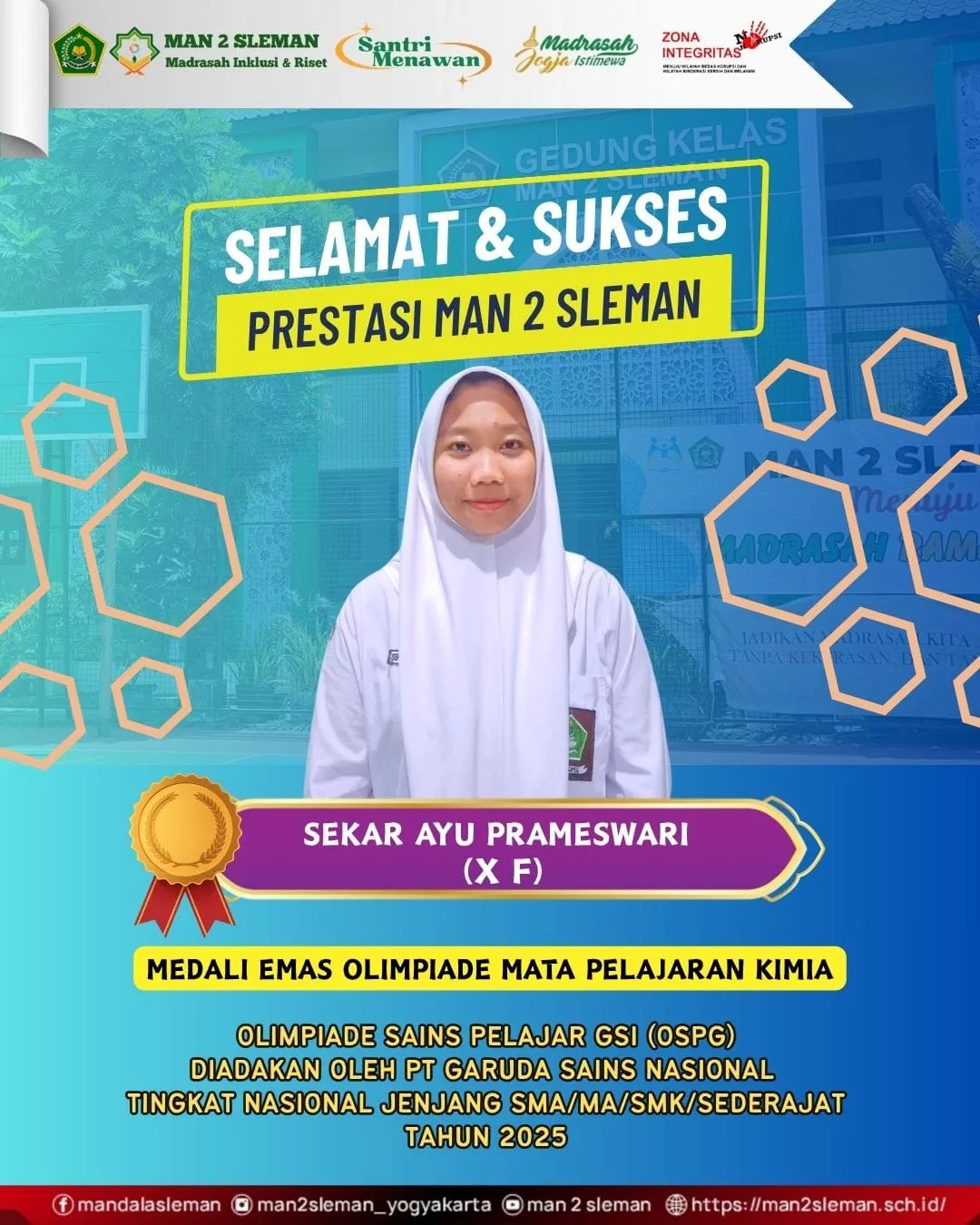 Prestasi Nasional: Siswa MAN 2 Sleman Bawa Pulang Medali Emas GSI Mapel Kimia