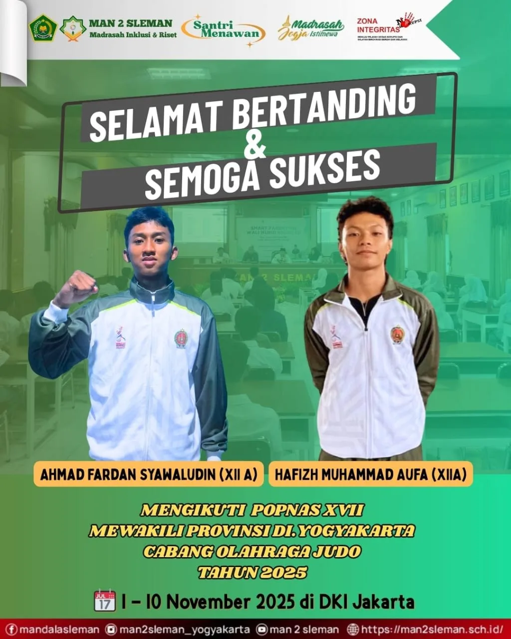 Dua Atlet Judo MAN 2 Sleman Berlaga di POPNAS