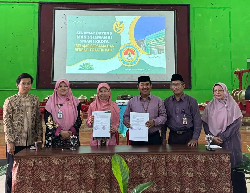MAN 3 Sleman Tanda Tangani MoU dengan SMAN 1 Kroya untuk Penguatan Program Adiwiyata Mandiri