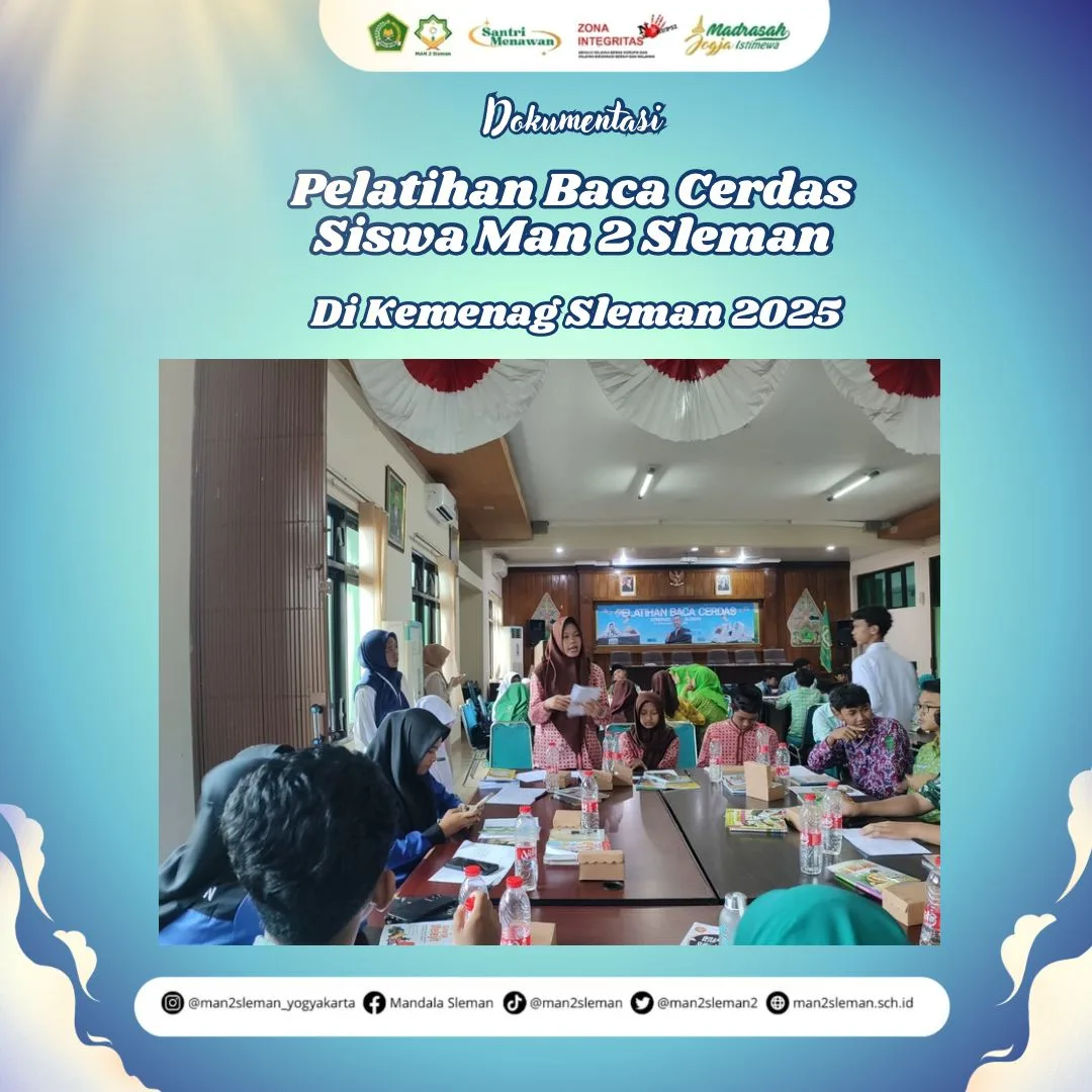 Perkuat Budaya Membaca, MAN 2 Sleman Kirim Tiga Siswa ke Pelatihan Baca Cerdas Kemenag Sleman