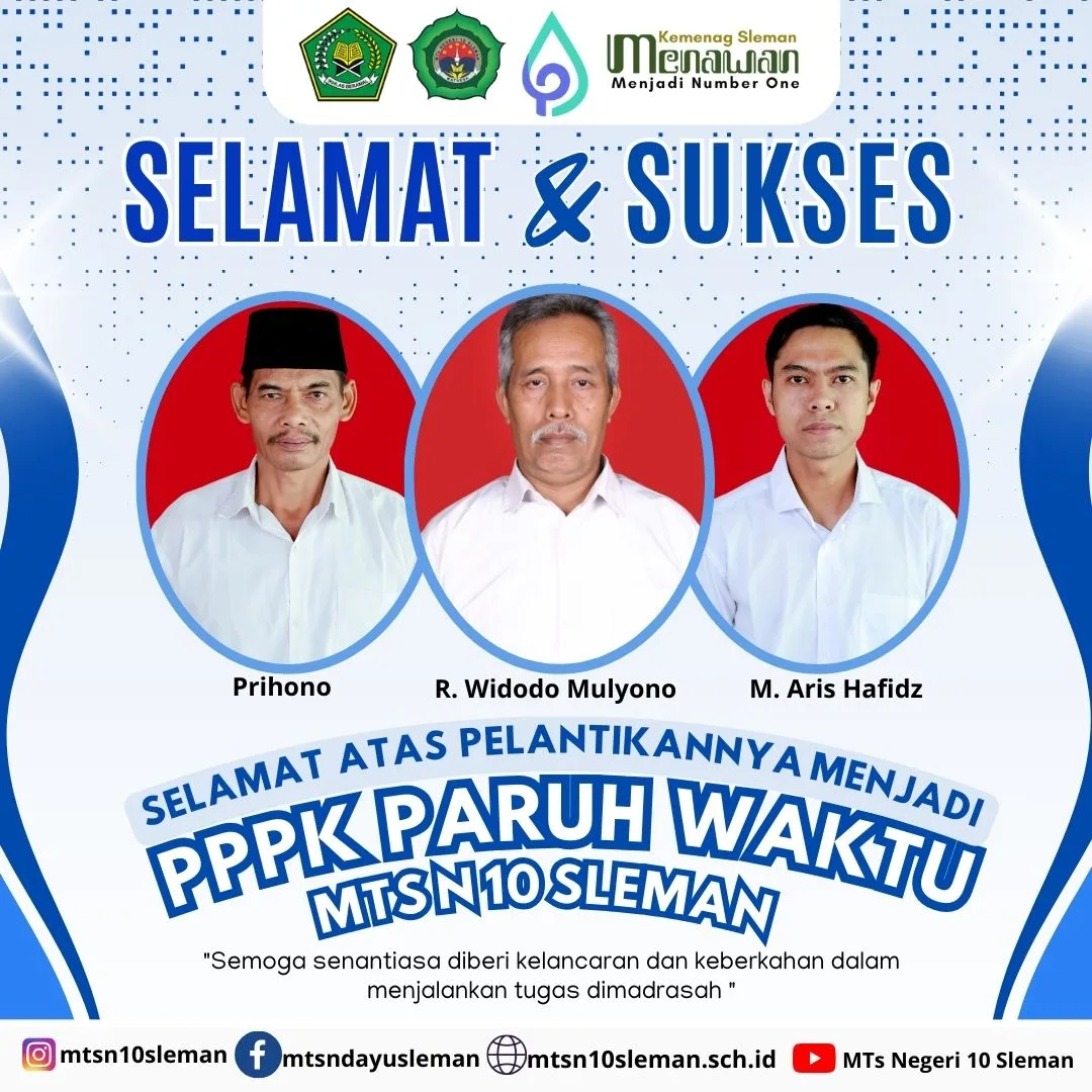 Berlimpah Syukur, Tiga Pegawai MTsN 10 Sleman Terima SK PPPK Paruh Waktu