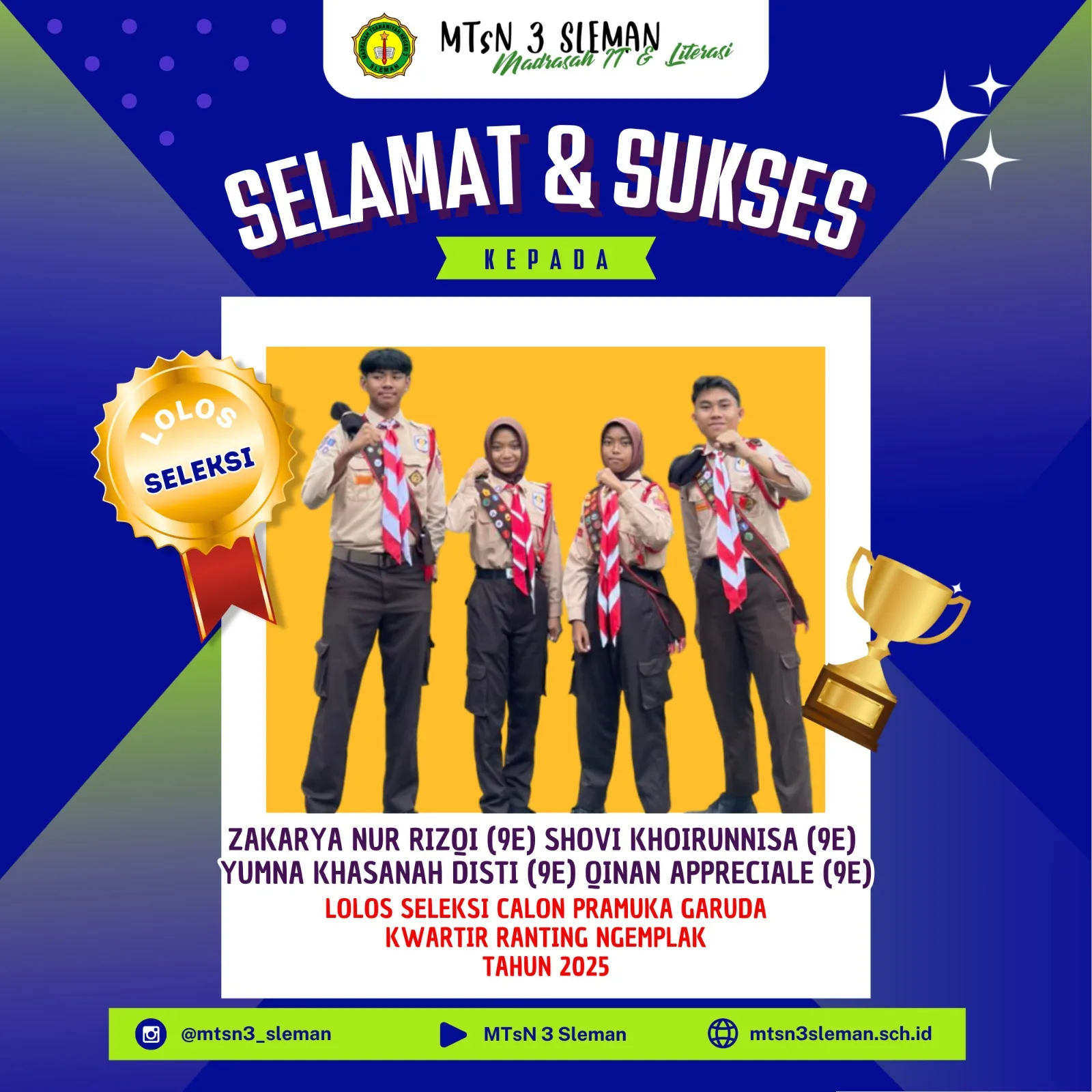 Prestasi Kepramukaan, Siswa MTs Negeri 3 Sleman Lolos Pramuka Garuda
