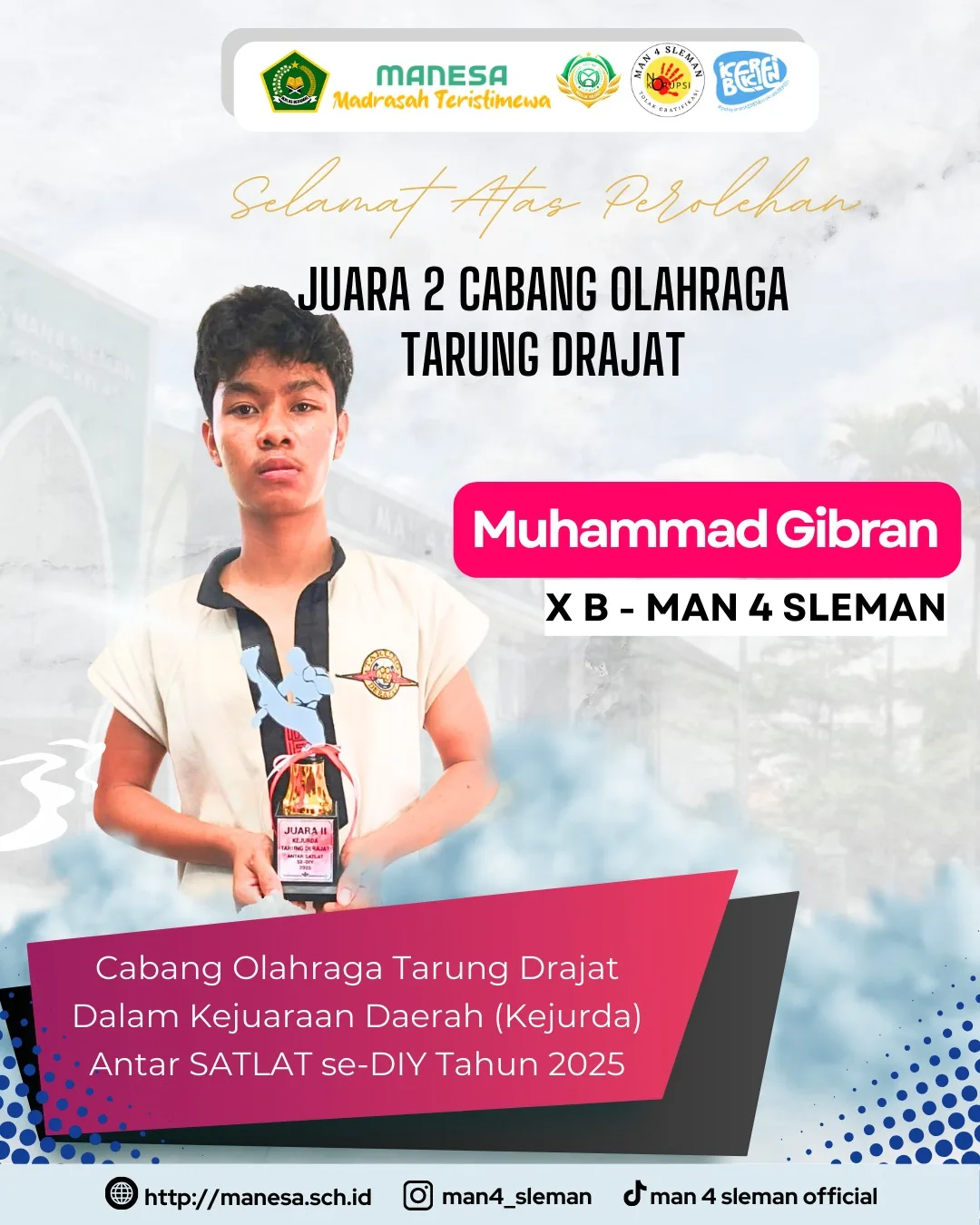 Langkah Pasti Atlet Muda MAN 4 Sleman, Muhammad Gibran Raih Juara 2 Tarung Drajat Tingkat DIY