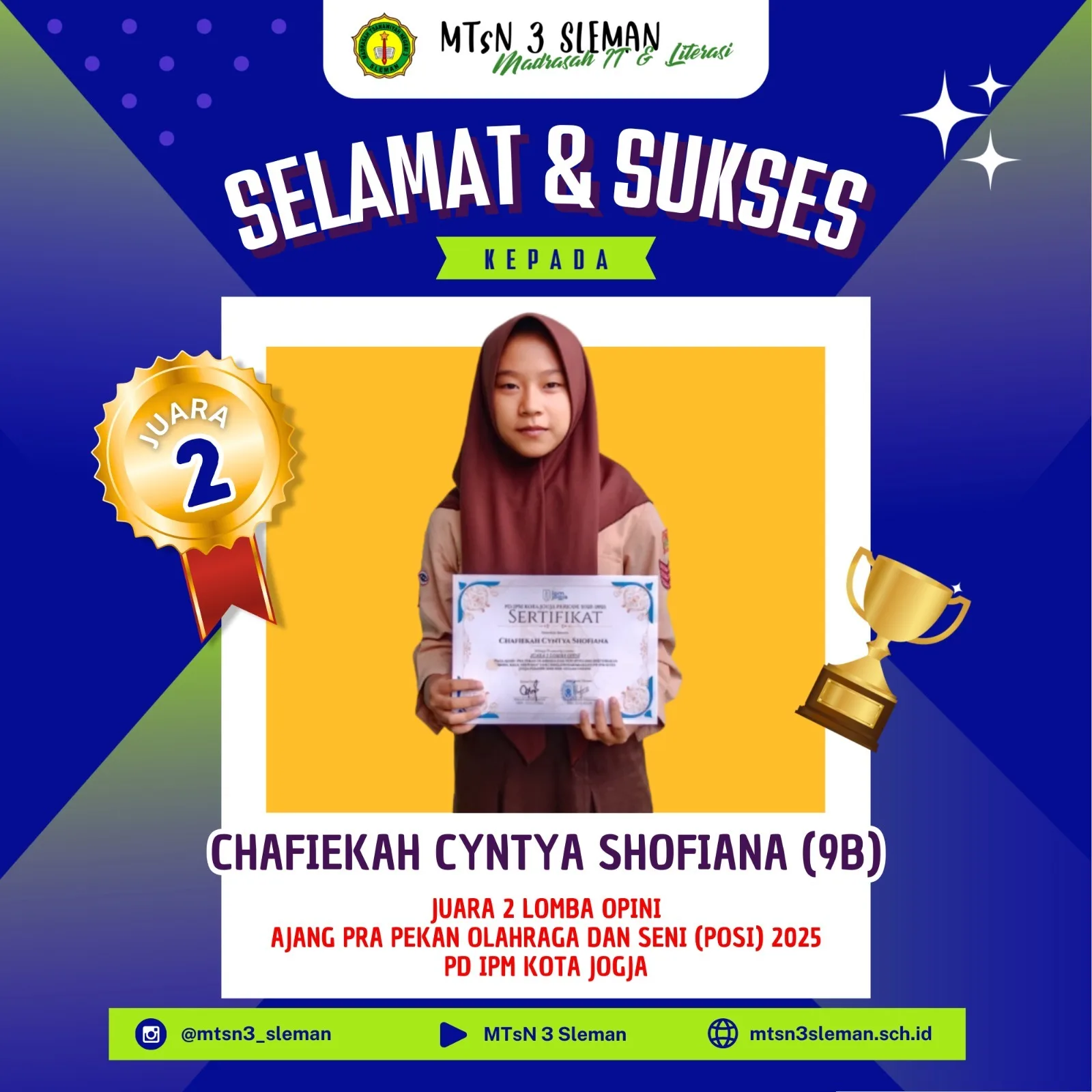 Bersuara dengan Karya, Bersinar dengan Prestasi, Chafiekah Cyntya Ahofiana Bersinar di POSI 2025