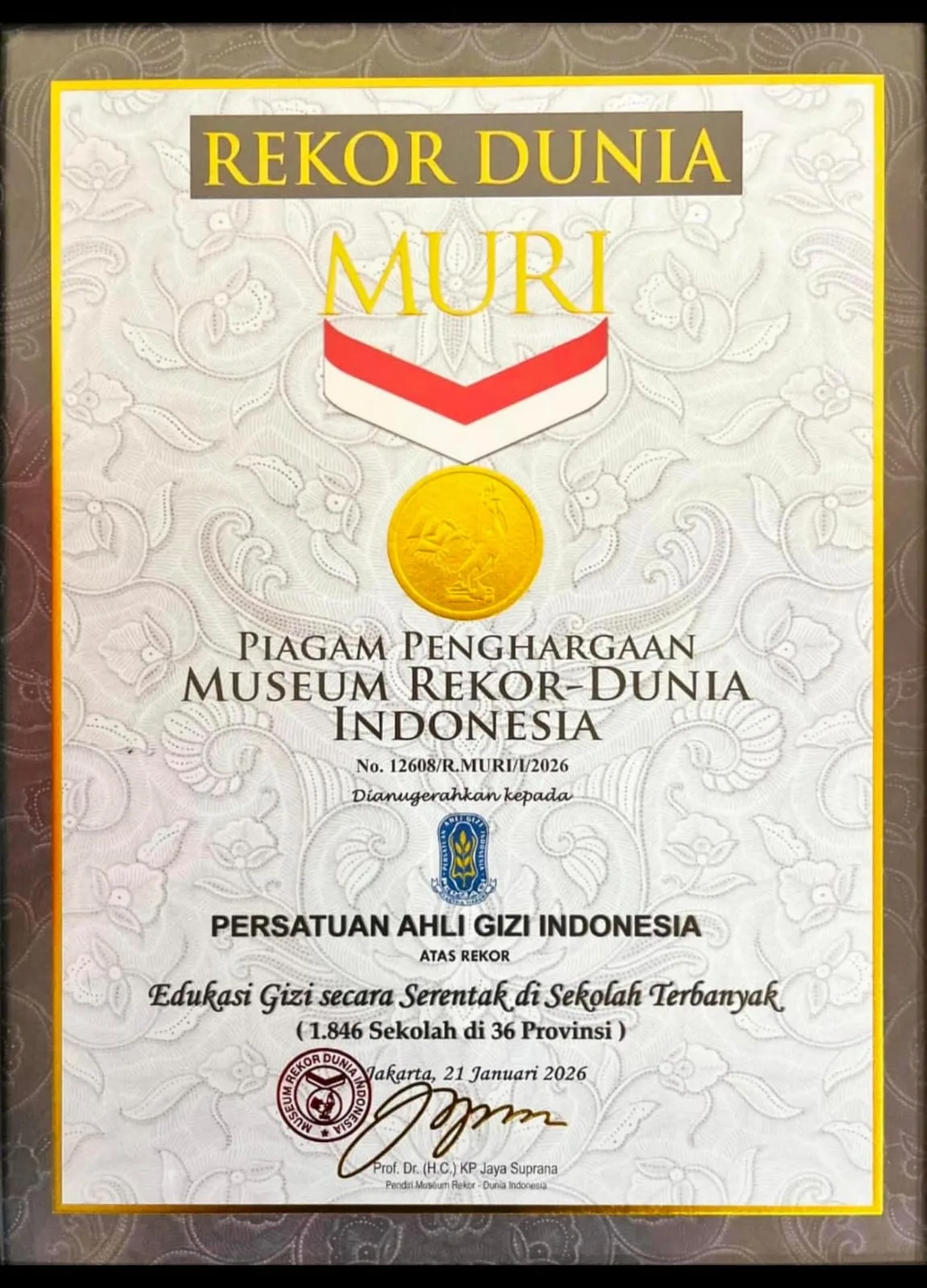 PERSAGI Raih Rekor MURI Edukasi Gizi Serentak Terbanyak, MTsN 8 Sleman Turut Ambil Bagian