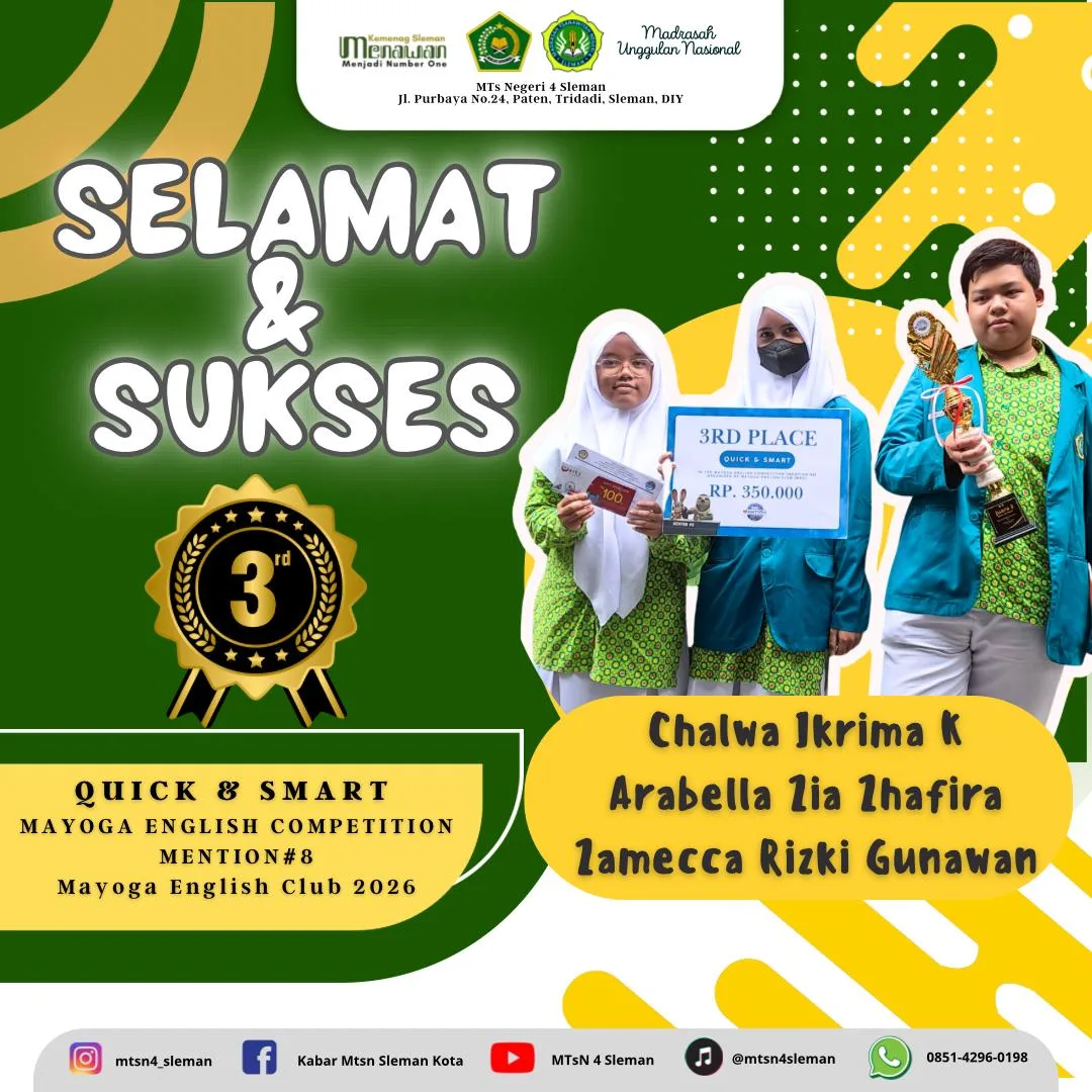 MTsN 4 Sleman Sabet Juara 3 Ajang Quick and Smart MENTION #8