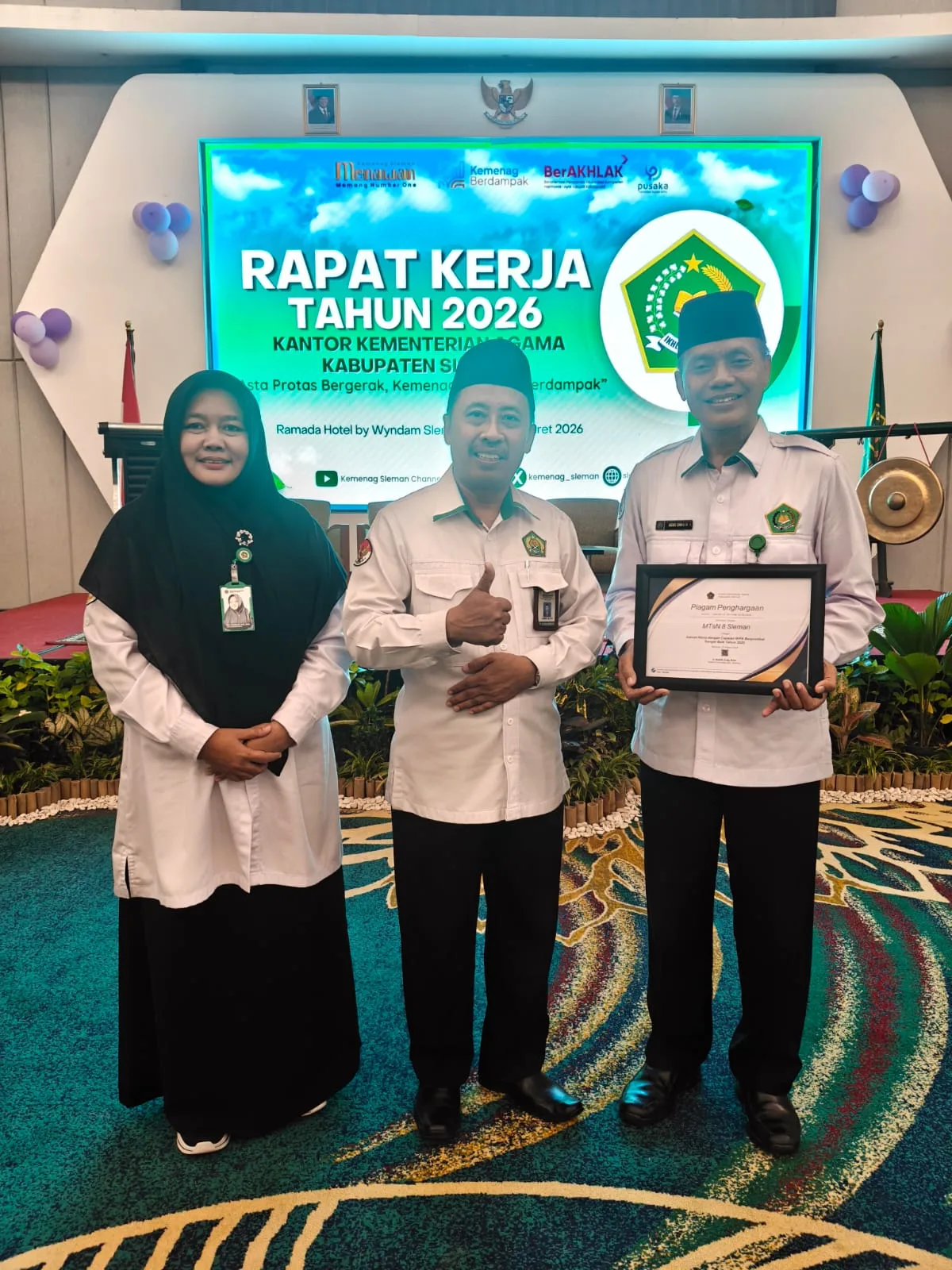 Kepala MTsN 8 Sleman dan Kepala TU Hadiri Rapat Kerja Tahun 2026 Kemenag Sleman