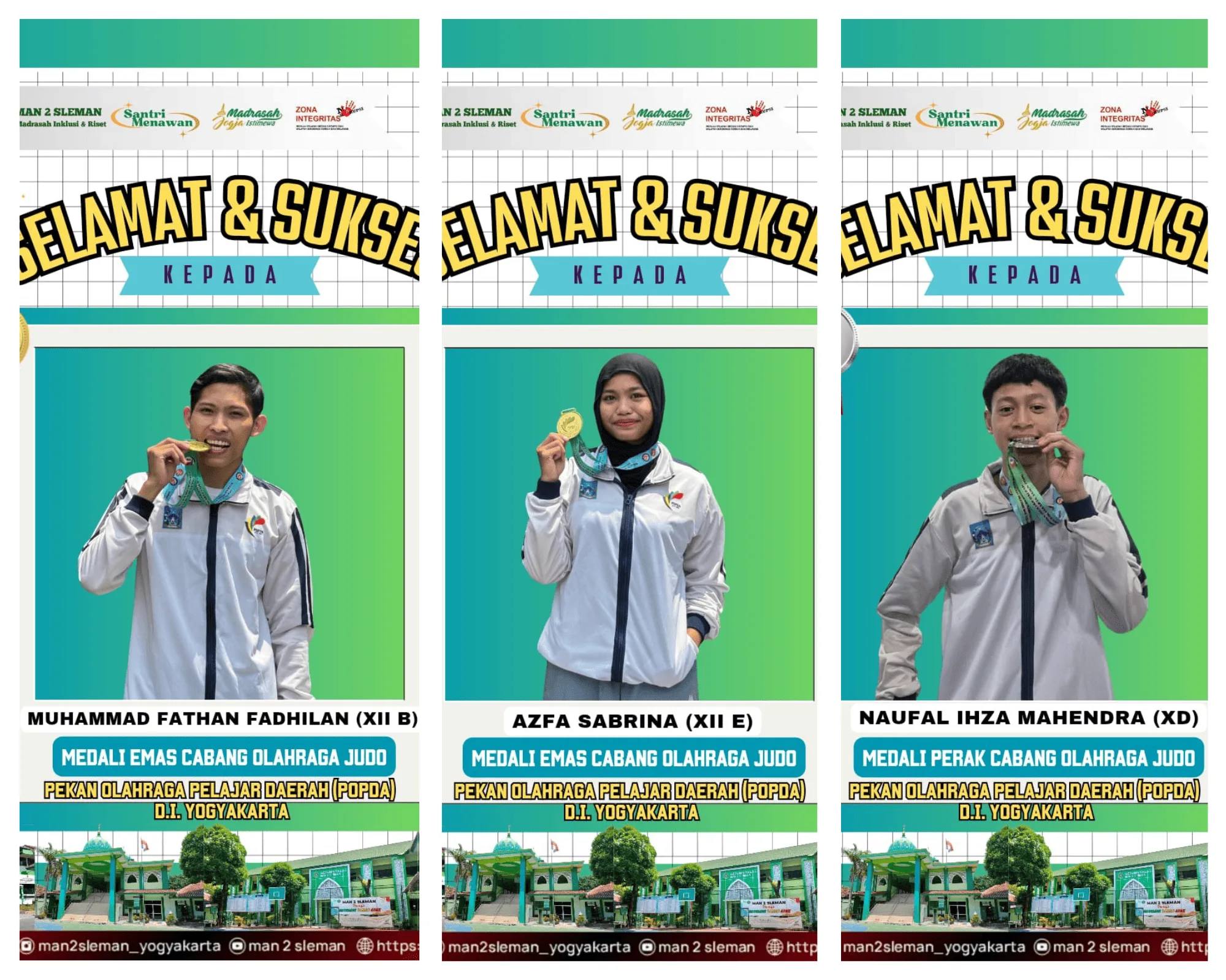 Atlet Judo MAN 2 Sleman Raih Medali POPDA DIY