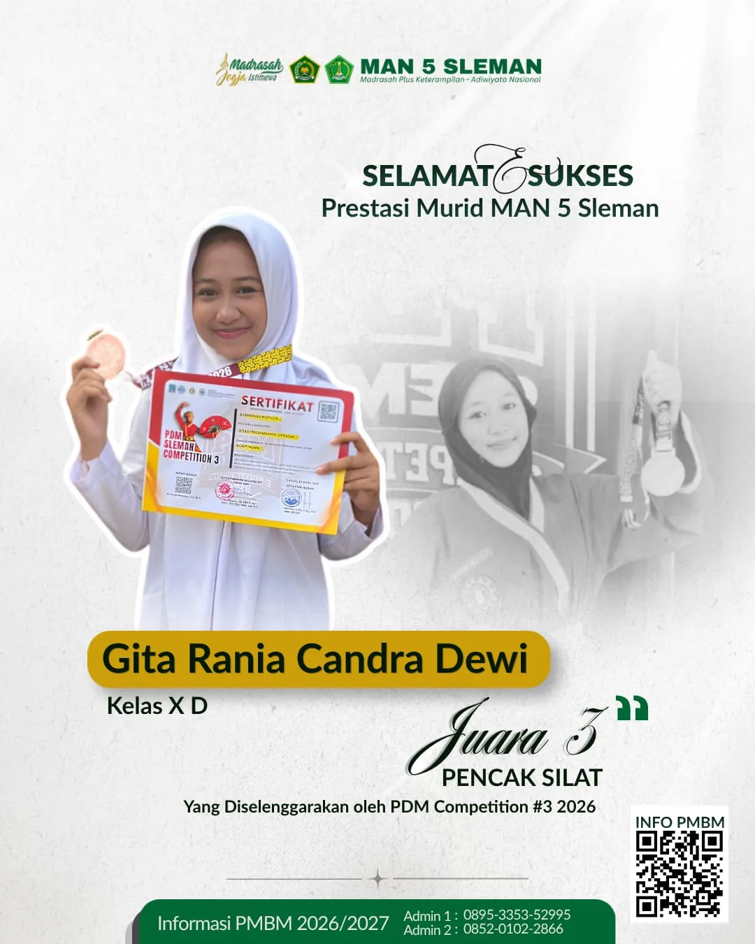 Gita, Murid MAN 5 Sleman Harumkan Nama Madrasah dalam Ajang Pencak Silat
