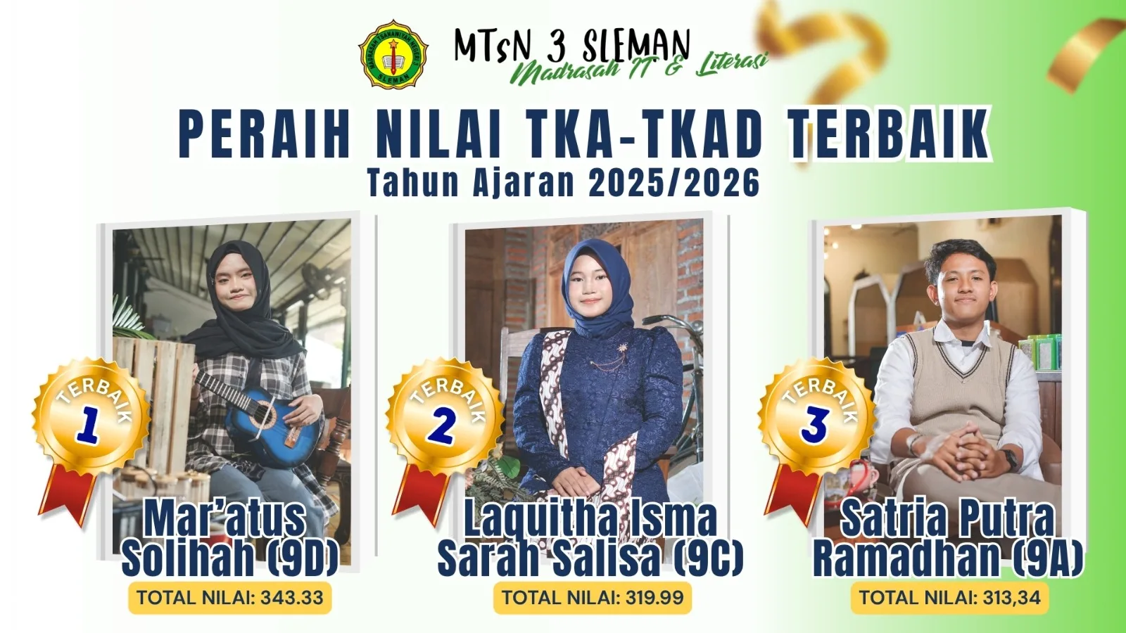 Siswa Kelas IX A Raih Juara Ketiga Akumulasi Nilai TKA dan TKAD 2025/2026
