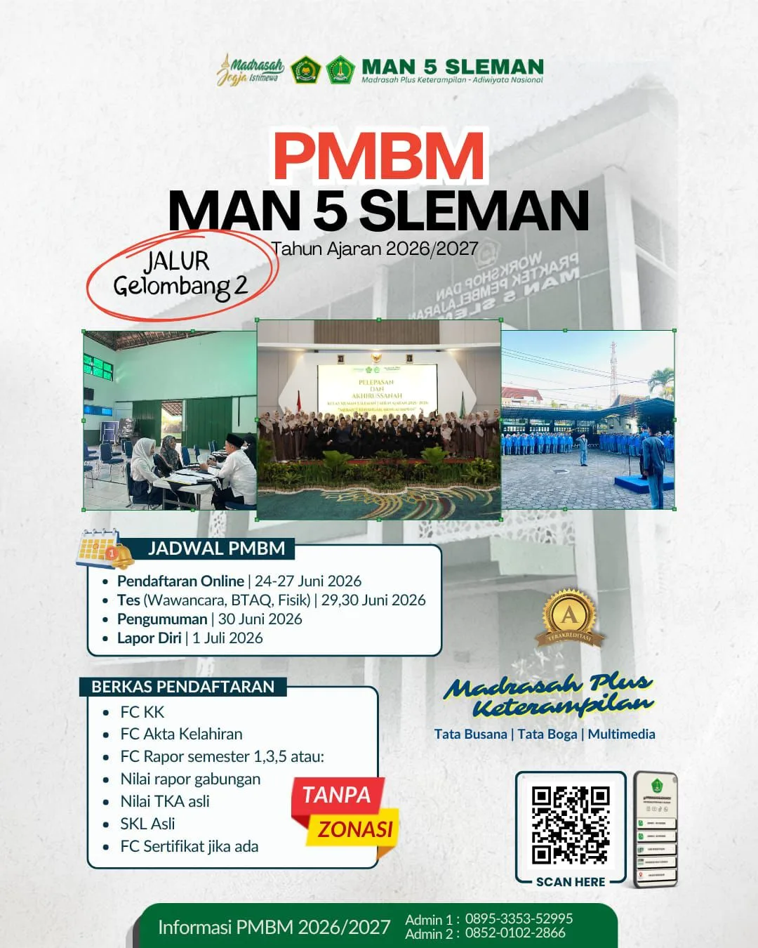 MAN 5 Sleman Buka Pendaftaran PMBM, Jalur Gelombang II tanpa Sistem Zonasi