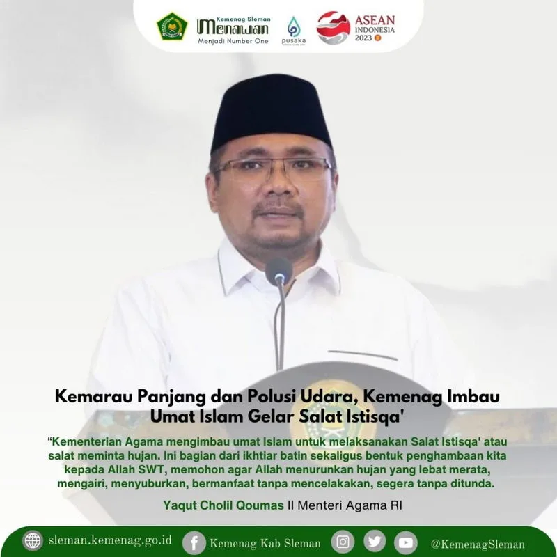 Kemarau Panjang dan Polusi Udara, Kemenag Imbau Umat Islam Gelar Salat Istisqa’