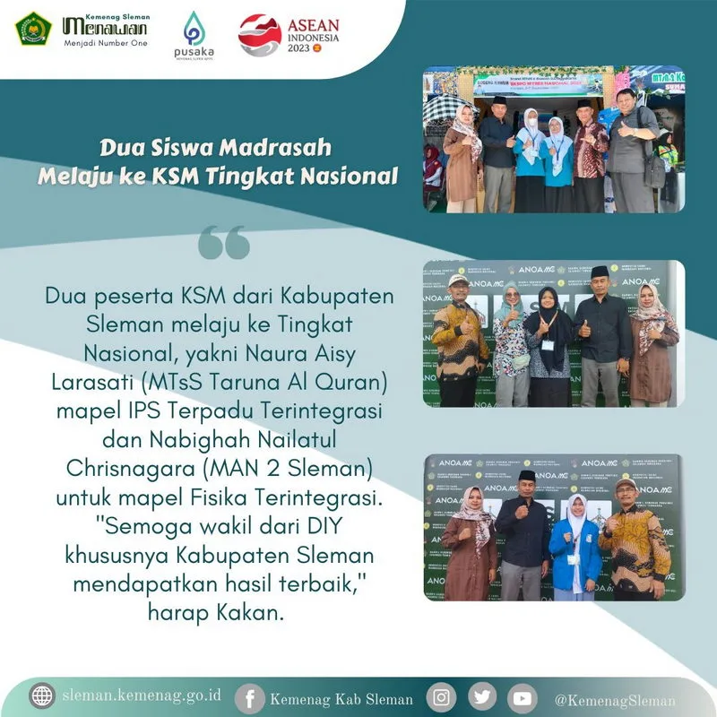 Dua Siswa Madrasah Melaju ke KSM Tingkat Nasional