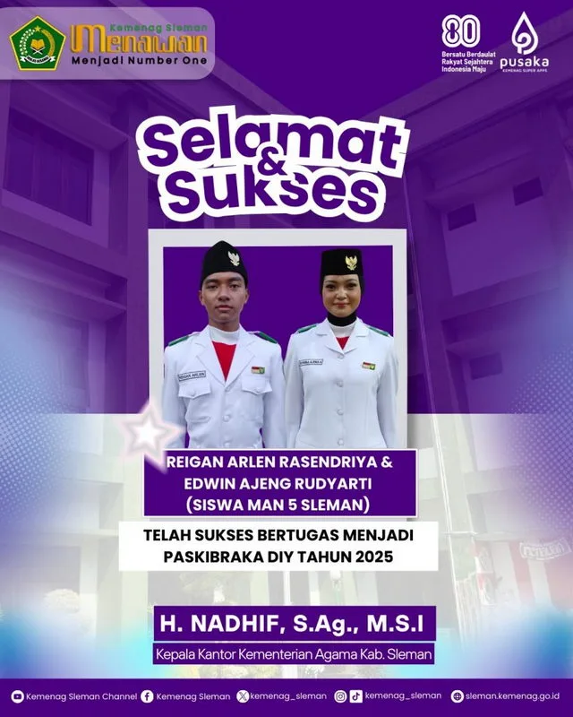Membanggakan, Dua Siswa MAN 5 Sleman Ukir Sejarah Wakili Madrasah Maju Paskibraka DIY 2025
