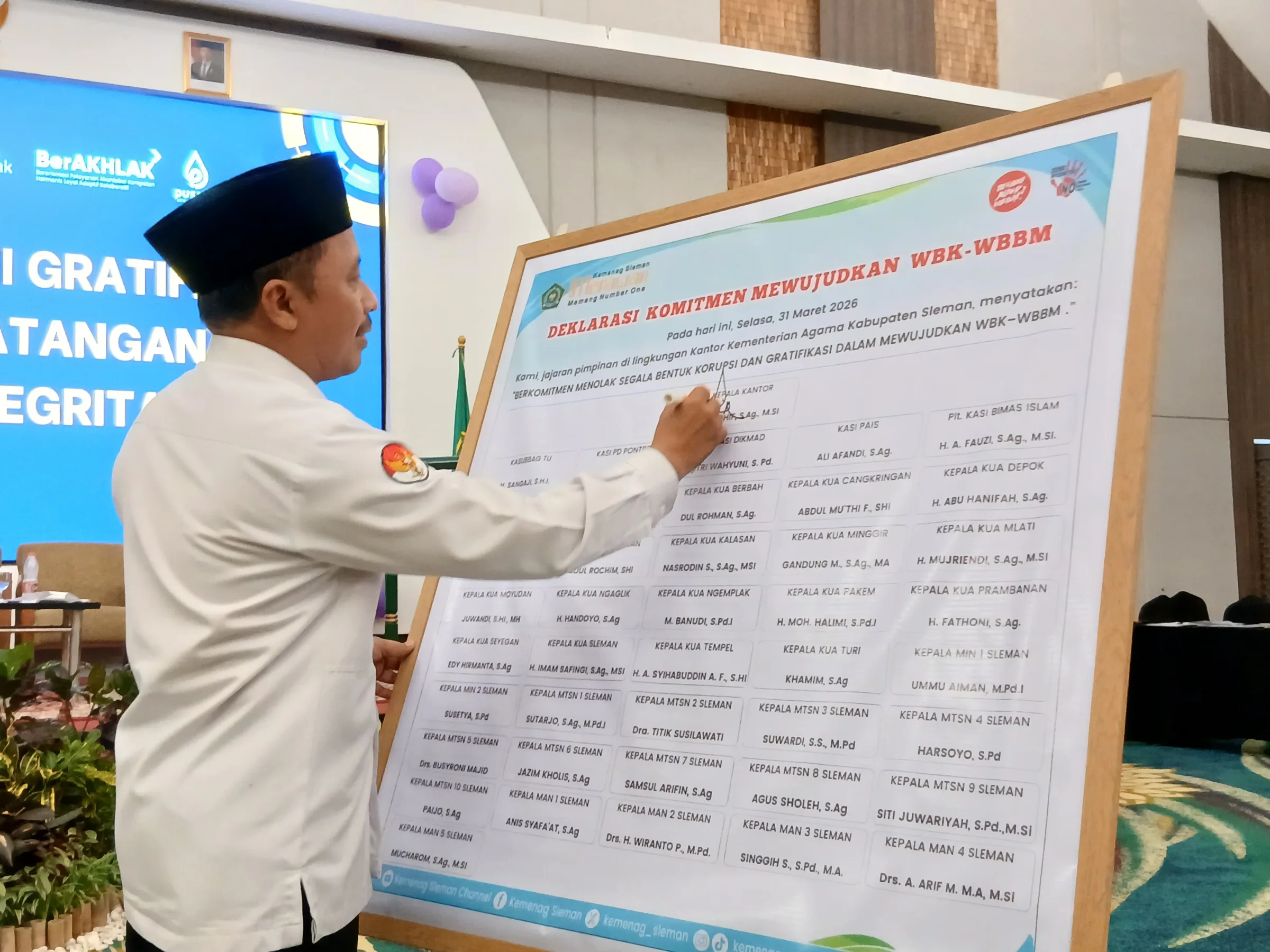 Kemenag Sleman Teguhkan Komitmen WBK-WBBM melalui Penandatanganan Deklarasi Bersama
