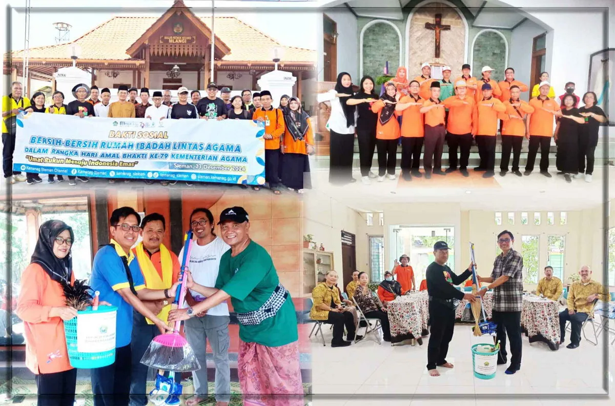 Harmoni dalam Aksi Bersih Rumah Ibadah, Peringatan HAB Kemenag ke-79 di Sleman