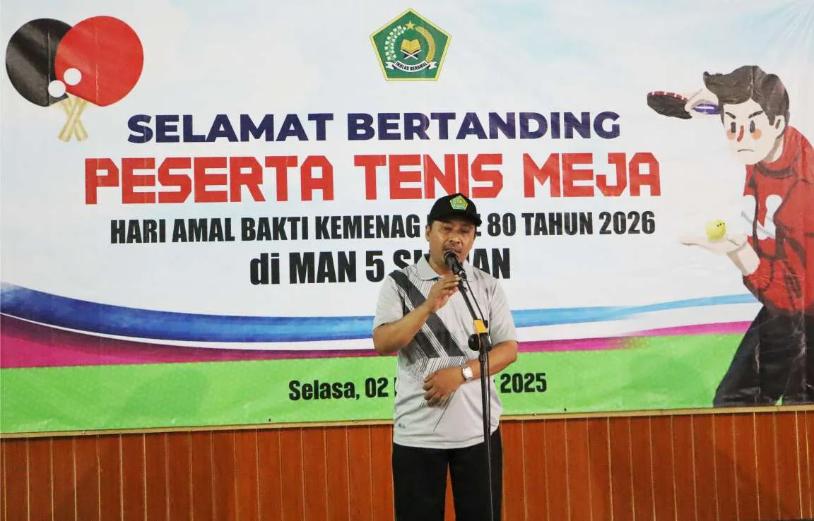 Dengan Semangat Kebersamaan, Kakan Kemenag Sleman Buka Lomba Tenis Meja HAB sebagai Ajang Sportivitas