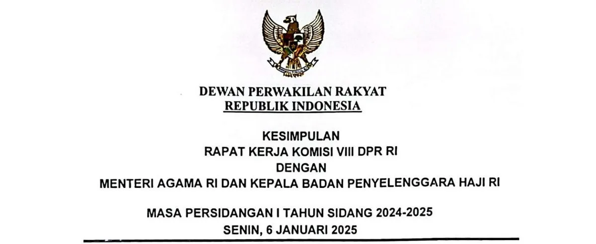 Hasil Raker Komisi VIII DPRRI dengan Menag dan Kepala Badan Penyelenggara Haji RI tentang Pengesahan BPIH Tahun 1446 H/2025 M