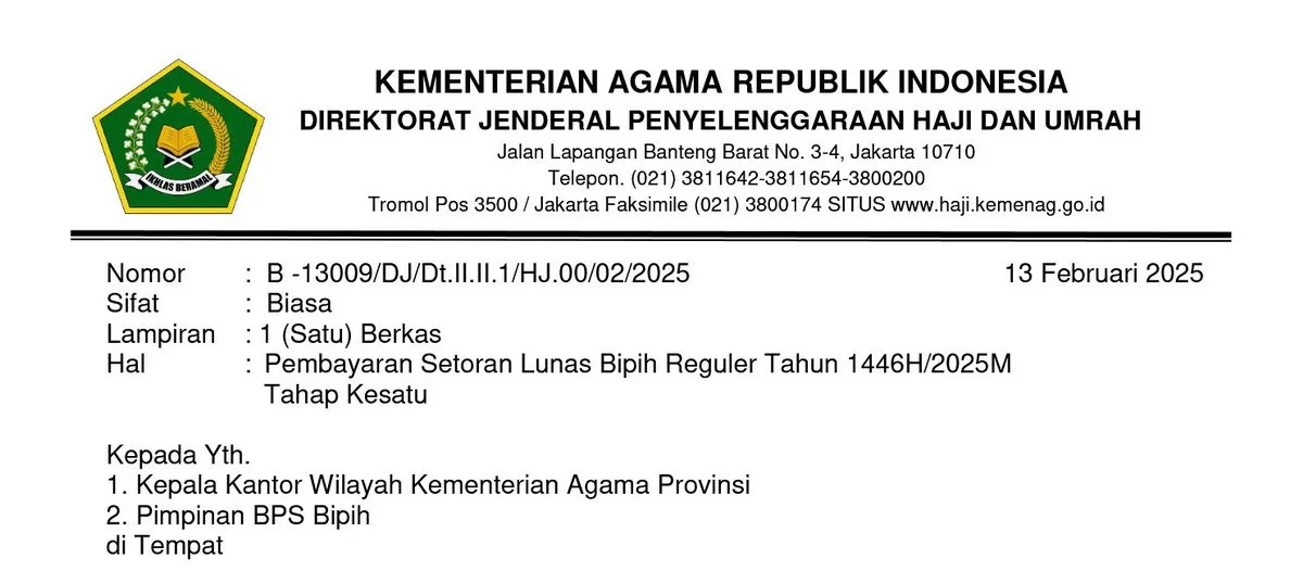KMA Juknis Pelunasan Haji Tahun 2025